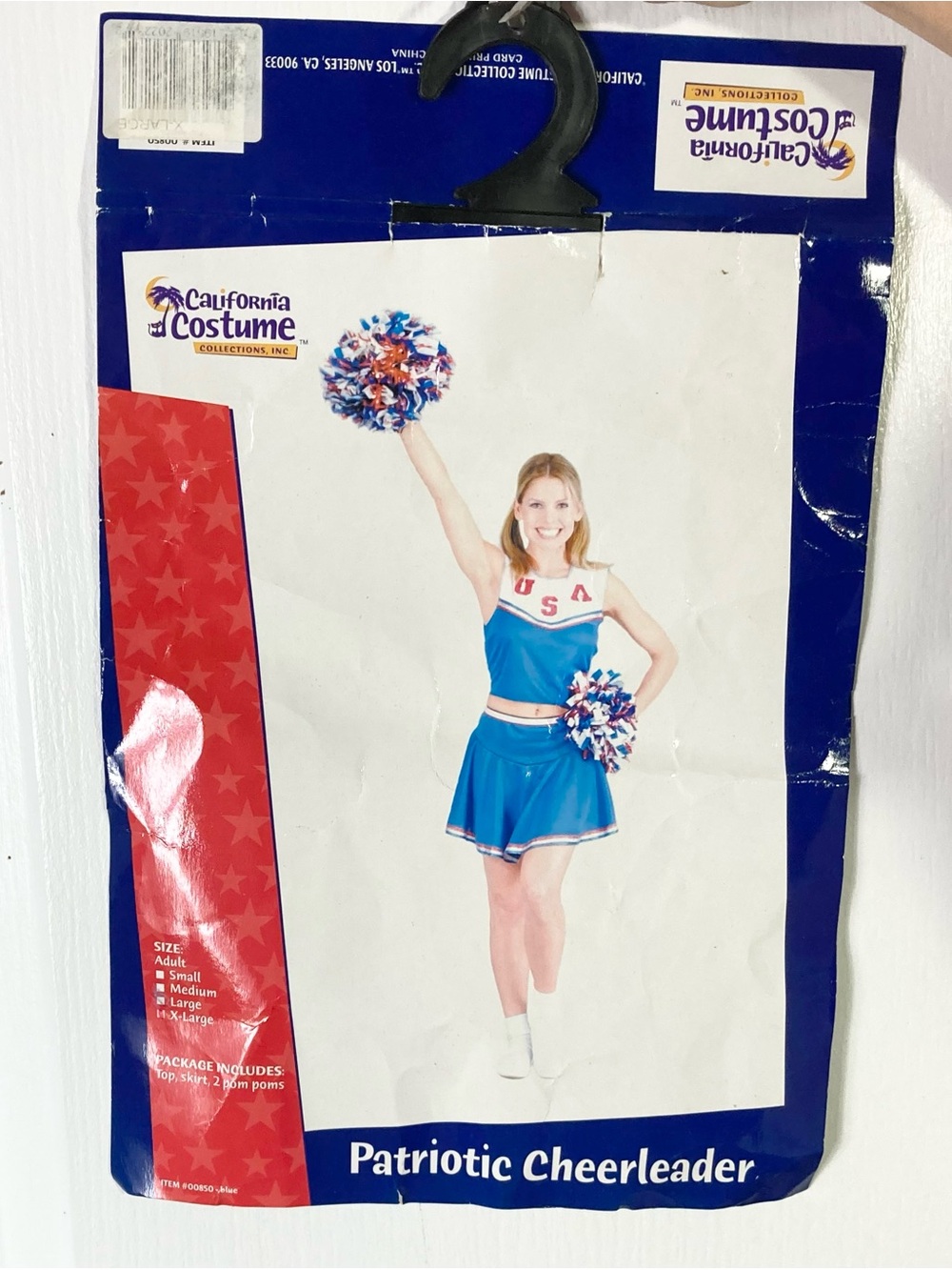 CALIFORNIA COSTUME Collection Set 4Pc Top Skirt XL PomPom Cheerleader Halloween
